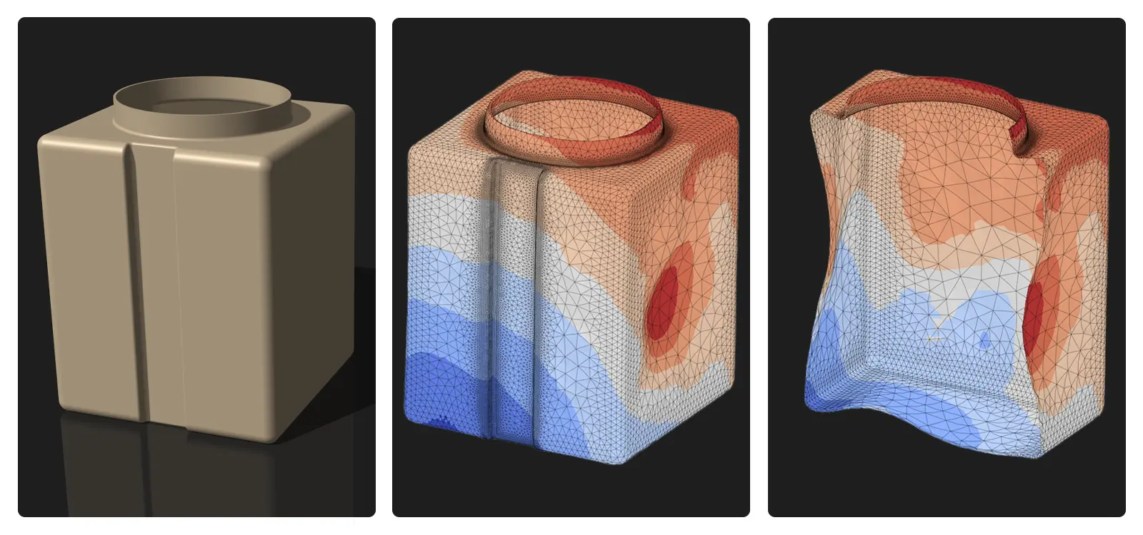 Kalınlık, termal alan ve warpage sonucu akış görseli
